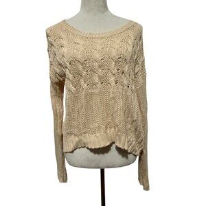 Bethany Mota Beige Long Sleeve Bohemian Slouchy Sweater Size Small